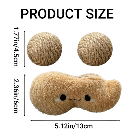 Peanut Cat Toys 2PCS Soft Interactive Kitten Toys Plush Chew Toys for Indoor Cat