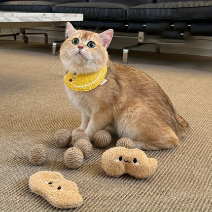 Peanut Cat Toys 2PCS Soft Interactive Kitten Toys Plush Chew Toys for Indoor Cat