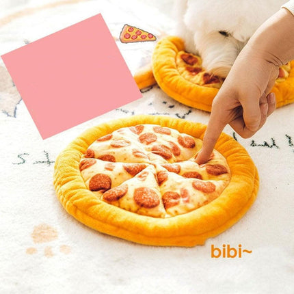 Dog Simulation Pizza Toy Plush Squeaky Chew Toy Interactive Pet Sound Toy