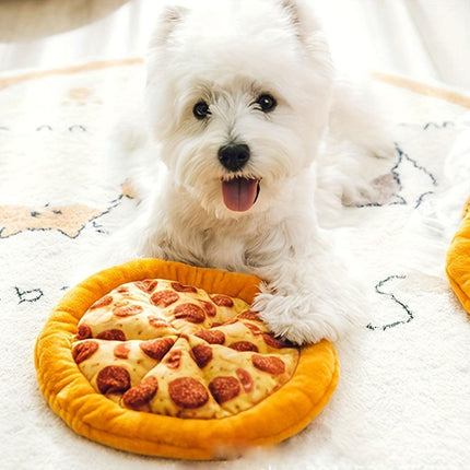 Dog Simulation Pizza Toy Plush Squeaky Chew Toy Interactive Pet Sound Toy