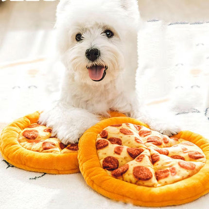 Dog Simulation Pizza Toy Plush Squeaky Chew Toy Interactive Pet Sound Toy