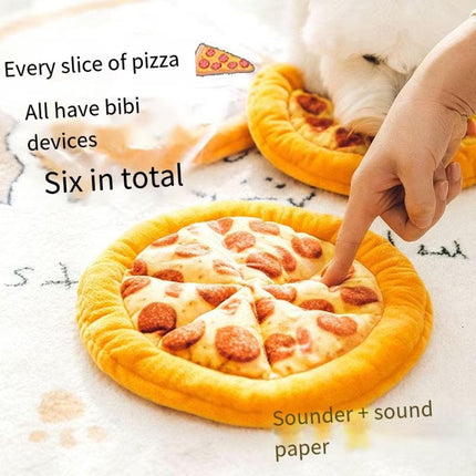 Dog Simulation Pizza Toy Plush Squeaky Chew Toy Interactive Pet Sound Toy