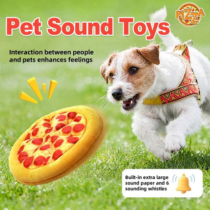 Dog Simulation Pizza Toy Plush Squeaky Chew Toy Interactive Pet Sound Toy