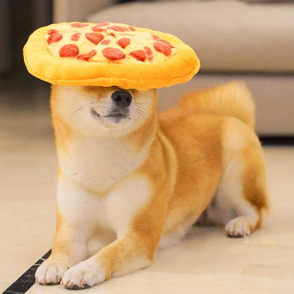 Dog Simulation Pizza Toy Plush Squeaky Chew Toy Interactive Pet Sound Toy