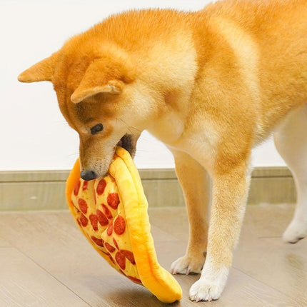 Dog Simulation Pizza Toy Plush Squeaky Chew Toy Interactive Pet Sound Toy