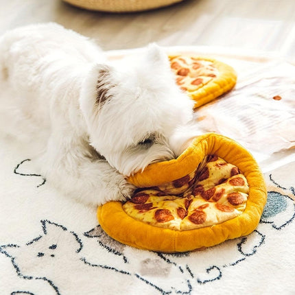 Dog Simulation Pizza Toy Plush Squeaky Chew Toy Interactive Pet Sound Toy