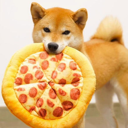Dog Simulation Pizza Toy Plush Squeaky Chew Toy Interactive Pet Sound Toy