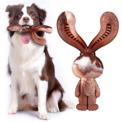 Dog Chew Toy Rabbit Shape Beef Flavour Durable Pet Teeth Cleaning Toy for Puppy
