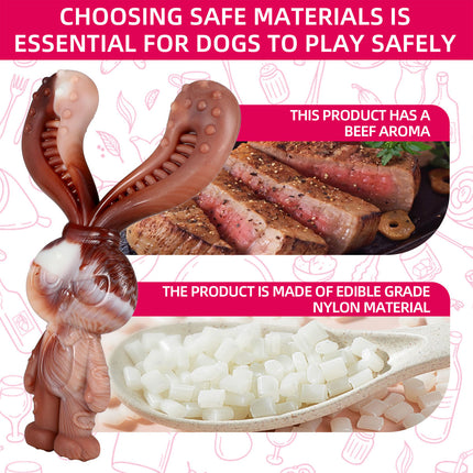 Dog Chew Toy Rabbit Shape Beef Flavour Durable Pet Teeth Cleaning Toy for Puppy
