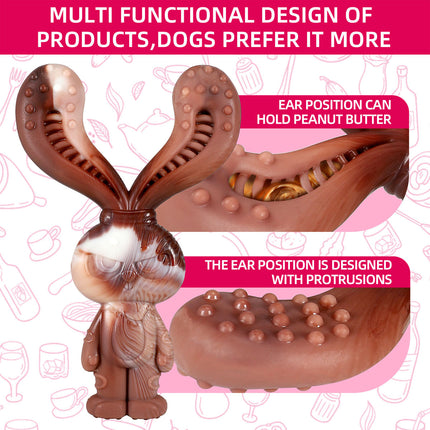 Dog Chew Toy Rabbit Shape Beef Flavour Durable Pet Teeth Cleaning Toy for Puppy