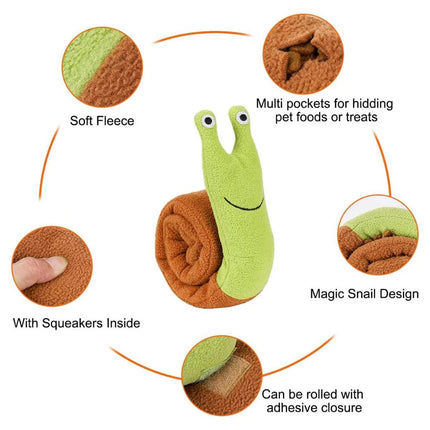 Interactive Pet Sniffing Plush Toy Snail Teething Food Hide Slow Feeder Dog Toy