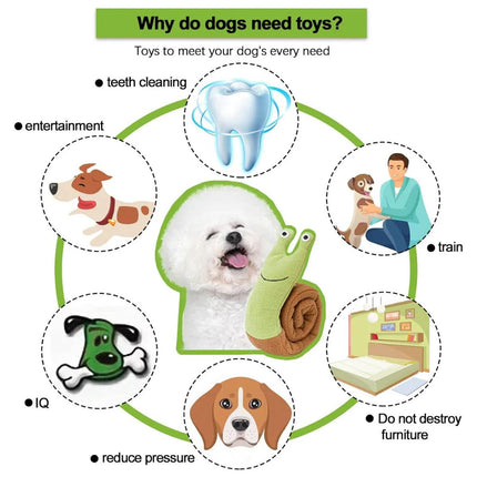 Interactive Pet Sniffing Plush Toy Snail Teething Food Hide Slow Feeder Dog Toy