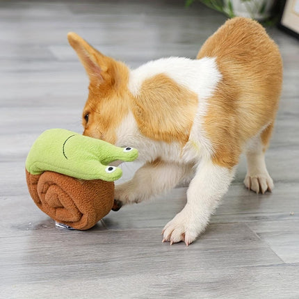 Interactive Pet Sniffing Plush Toy Snail Teething Food Hide Slow Feeder Dog Toy