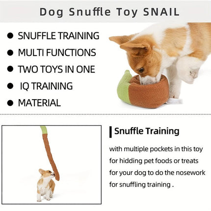 Interactive Pet Sniffing Plush Toy Snail Teething Food Hide Slow Feeder Dog Toy