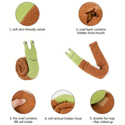 Interactive Pet Sniffing Plush Toy Snail Teething Food Hide Slow Feeder Dog Toy