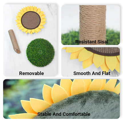 Sunflower Shaped Cat Scratcher Cat Tree Non-Shedding Durable Cardboard Material