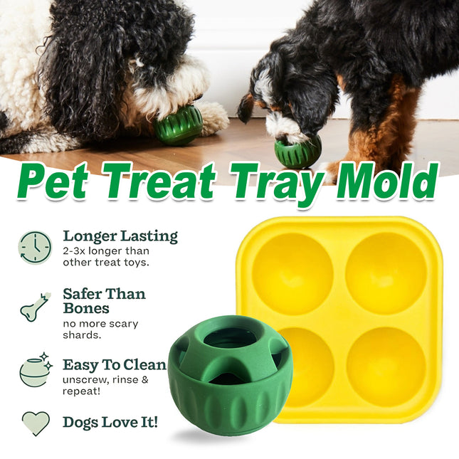 Dog Slow Feeder Treat Mold Silicone Chew Ball Set Non Toxic Frozen Treat Maker