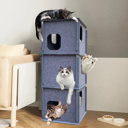 Reinforced Maze Cat Tunnel Felt Cat Nest Jenga Peekaboo Drill Hole Cat Toy