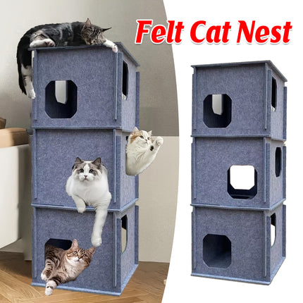 Reinforced Maze Cat Tunnel Felt Cat Nest Jenga Peekaboo Drill Hole Cat Toy