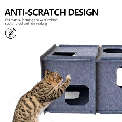 Reinforced Maze Cat Tunnel Felt Cat Nest Jenga Peekaboo Drill Hole Cat Toy