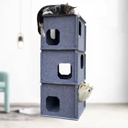 Reinforced Maze Cat Tunnel Felt Cat Nest Jenga Peekaboo Drill Hole Cat Toy