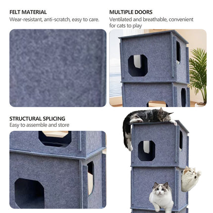 Reinforced Maze Cat Tunnel Felt Cat Nest Jenga Peekaboo Drill Hole Cat Toy