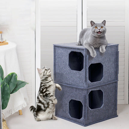 Reinforced Maze Cat Tunnel Felt Cat Nest Jenga Peekaboo Drill Hole Cat Toy