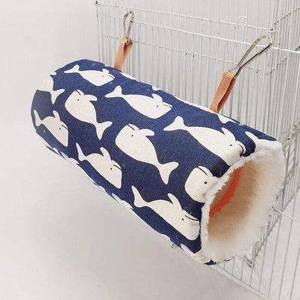 Pet Tunnel Hammock Linen Plush Cotton Cage Hanging Guinea Pig Hamster Warm Sleep - Aimall