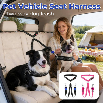 Dog Car Seatbelt Safety Leash Reflective Two Way Bungee Restraint for Walking