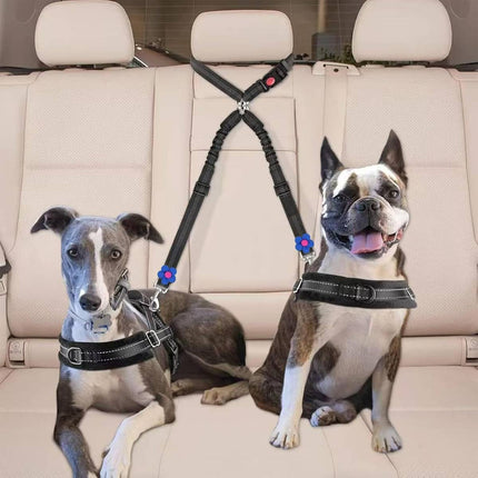 Dog Car Seatbelt Safety Leash Reflective Two Way Bungee Restraint for Walking