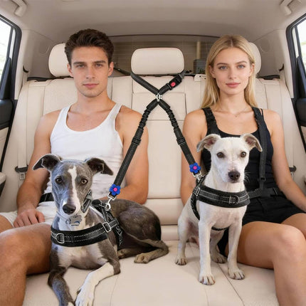 Dog Car Seatbelt Safety Leash Reflective Two Way Bungee Restraint for Walking