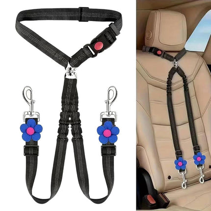 Dog Car Seatbelt Safety Leash Reflective Two Way Bungee Restraint for Walking