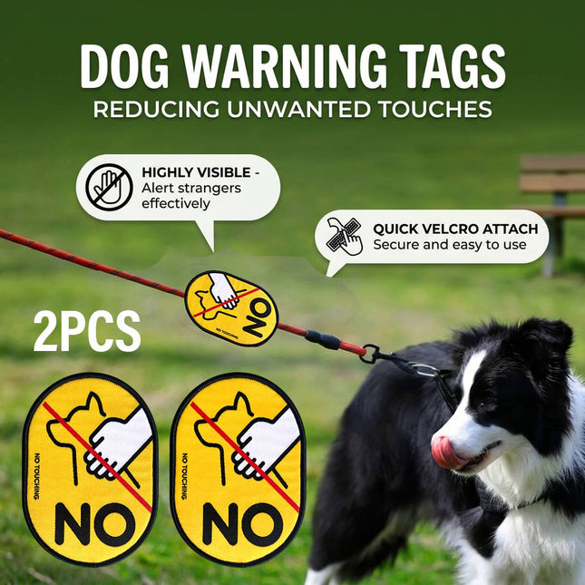 No Touching Dog Warning Tags Velcro Leash Signs 2 Pack