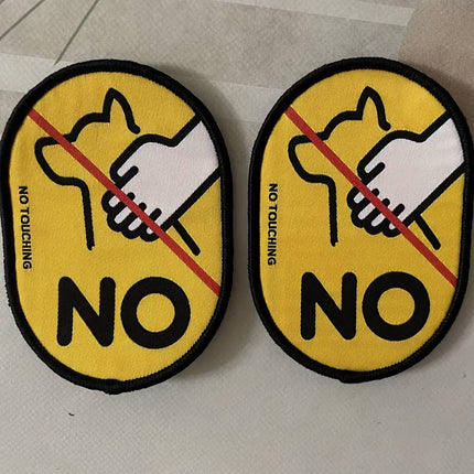 No Touching Dog Warning Tags Velcro Leash Signs 2 Pack