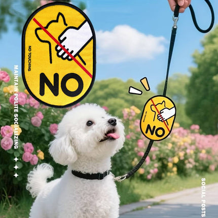 No Touching Dog Warning Tags Velcro Leash Signs 2 Pack