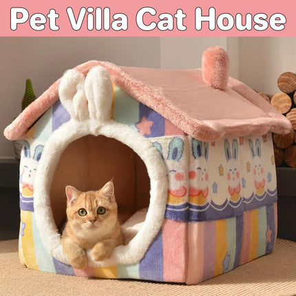 Cat Bed Dog House Pet Villa Kitten Shelter Soft Comfortable Indoor Pet Home