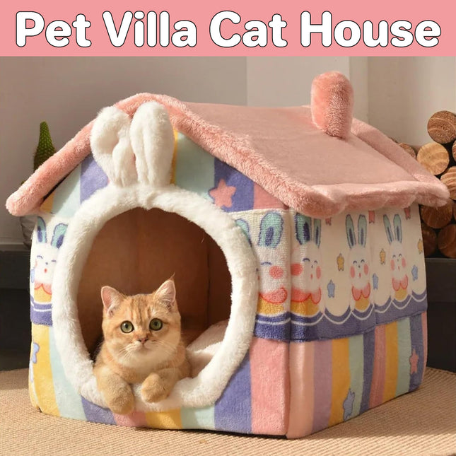 Cat Bed Dog House Pet Villa Kitten Shelter Soft Comfortable Indoor Pet Home