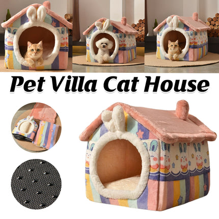 Cat Bed Dog House Pet Villa Kitten Shelter Soft Comfortable Indoor Pet Home