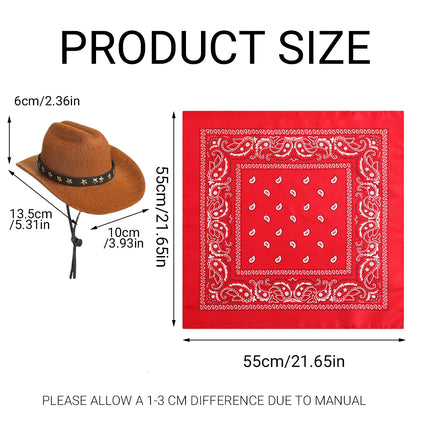 White Goose Western Cowboy Hat Bib Set Animal Decor Headwear Soft Cotton Use