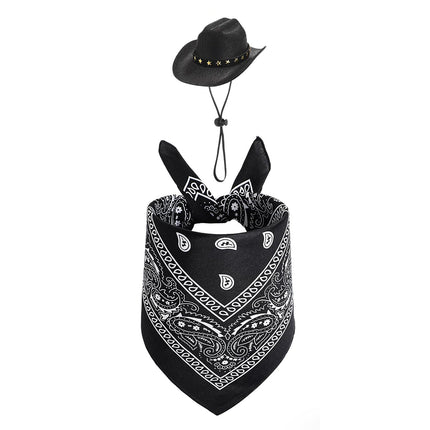 White Goose Western Cowboy Hat Bib Set Animal Decor Headwear Soft Cotton Use