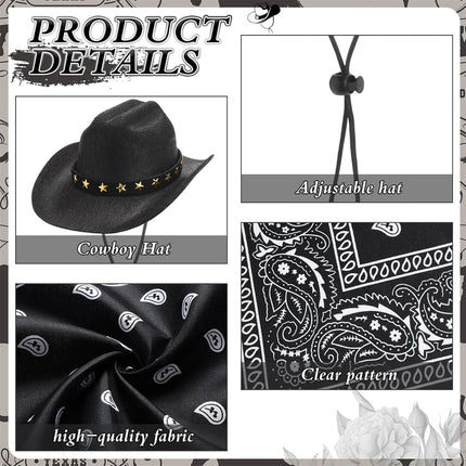 White Goose Western Cowboy Hat Bib Set Animal Decor Headwear Soft Cotton Use