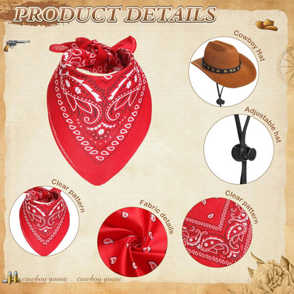 White Goose Western Cowboy Hat Bib Set Animal Decor Headwear Soft Cotton Use
