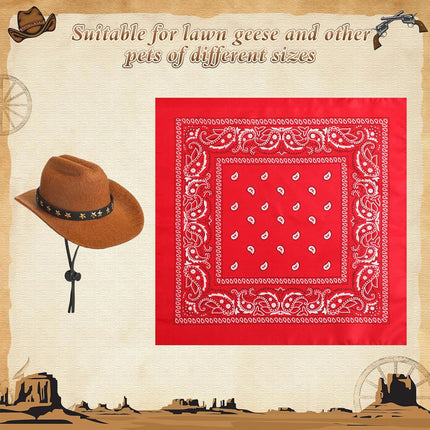 White Goose Western Cowboy Hat Bib Set Animal Decor Headwear Soft Cotton Use