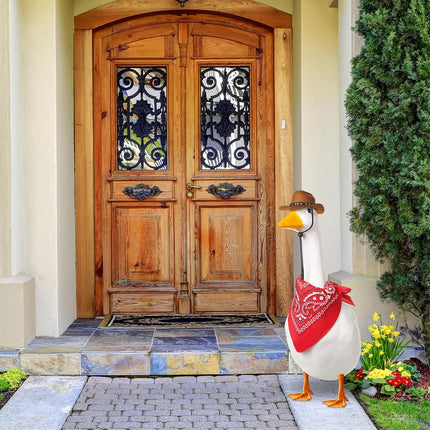 White Goose Western Cowboy Hat Bib Set Animal Decor Headwear Soft Cotton Use