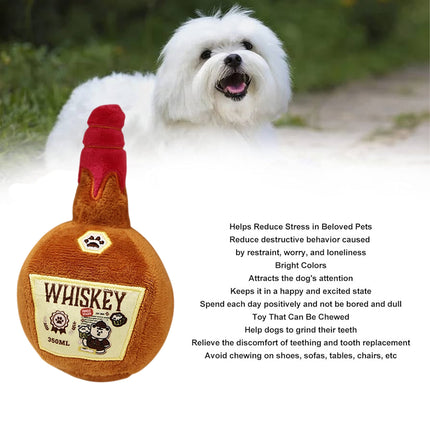 Plush Whisky Shape Toy with Cat and Dog Sounds Stuffed Animal Soft Toy Pet Lover
