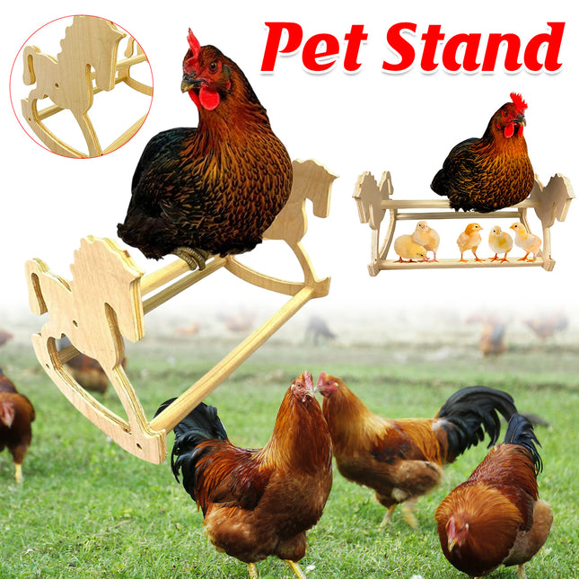 Parrot Stand Wooden Horse Shape Pet Chicken Perch Platform Bird Cage Training