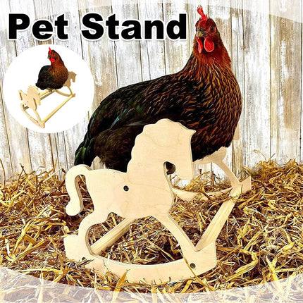 Parrot Stand Wooden Horse Shape Pet Chicken Perch Platform Bird Cage Training