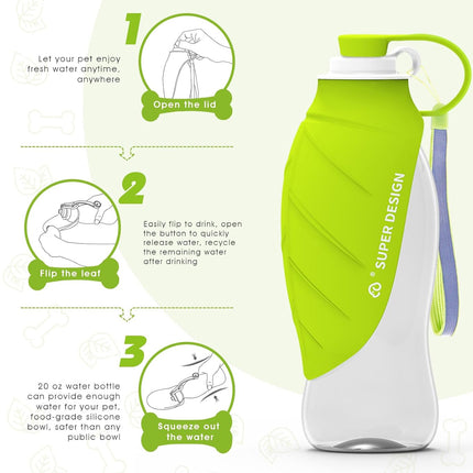 Pet Water Bottle 580ml Portable Outdoor Dog Cat Drinking Cup Travel Feeder