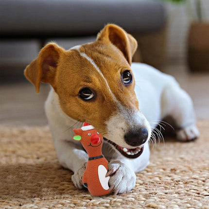 Christmas Dog Toys Set Santa Reindeer Snowman Latex Pet Squeaker Toys Multicolor