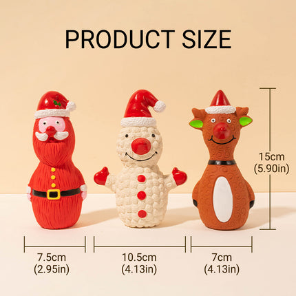 Christmas Dog Toys Set Santa Reindeer Snowman Latex Pet Squeaker Toys Multicolor